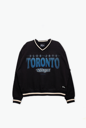 Toronto Blue Jays V-Ausschnitt, schweres Rundhals-Sweatshirt – Schwarz