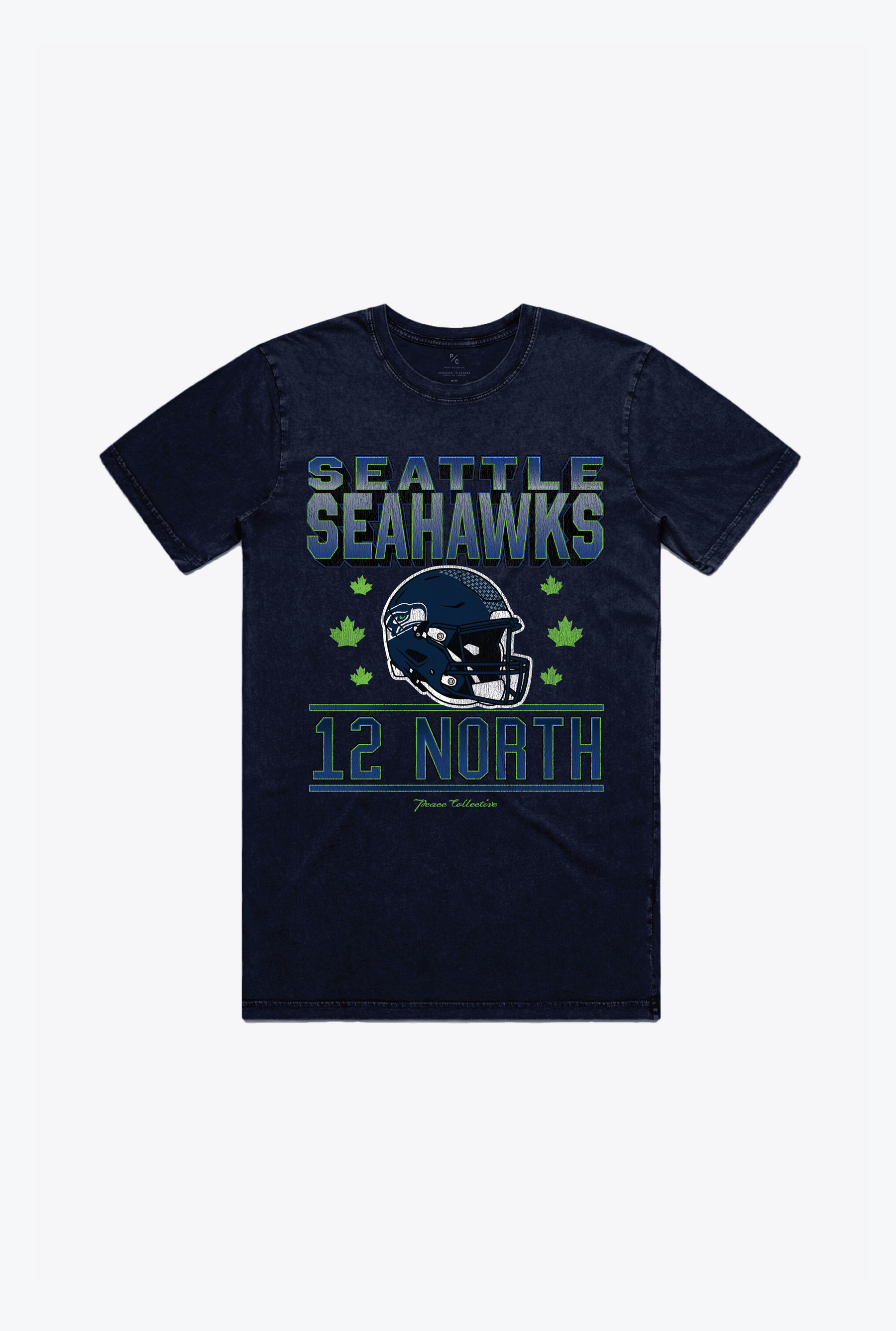 Seattle Seahawks 12 North Heavyweight Garment Dyed T-Shirt - Navy