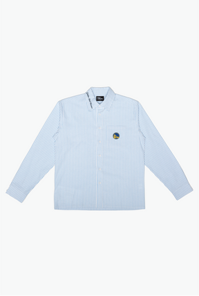 Golden State Warriors Long Sleeve Poplin Shirt - White / Blue