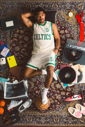 Boston Celtics Strick-Basketballshorts – Elfenbein