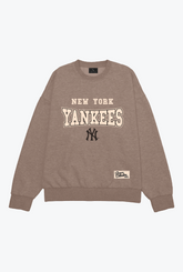 New York Yankees Melange Heavyweight Crewneck - Kakao