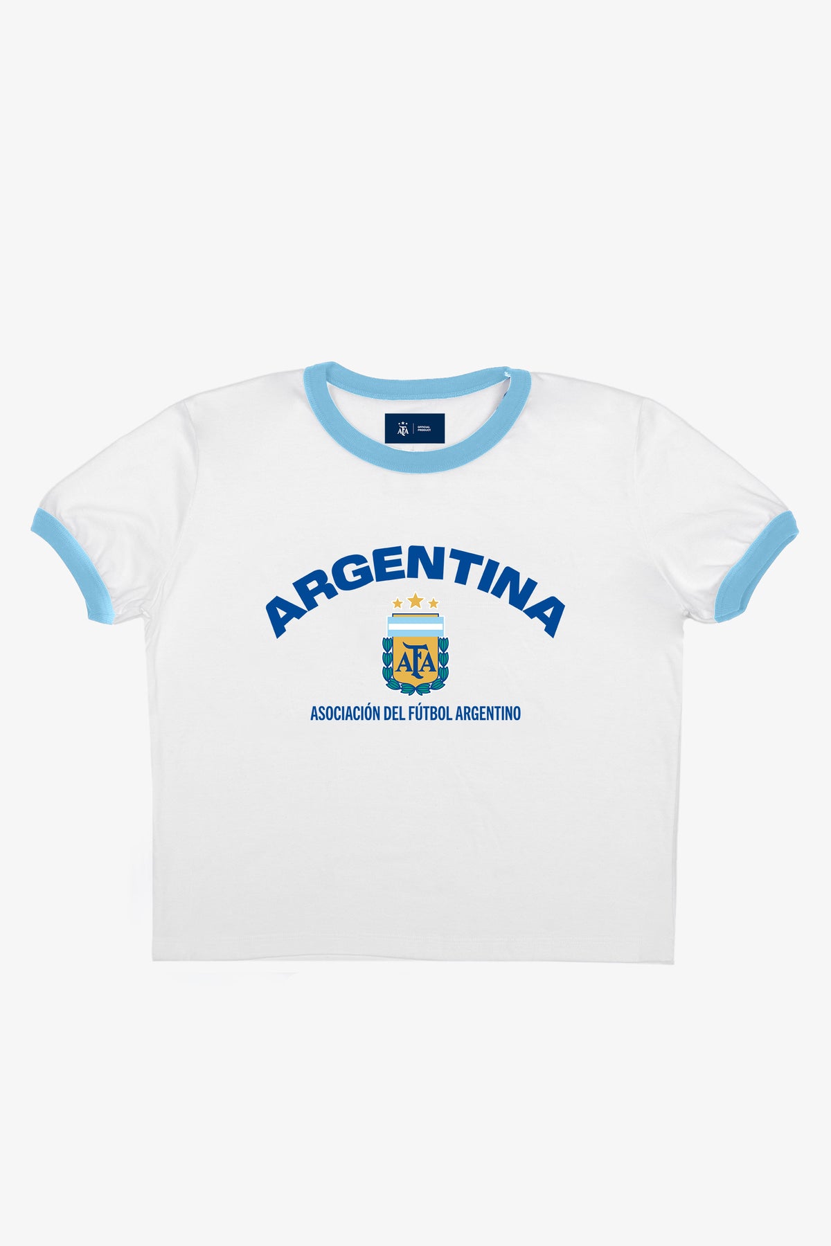 Argentina Cropped Ringer T-Shirt - White