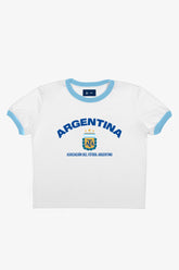 Argentinien Cropped Ringer T-Shirt - Weiß