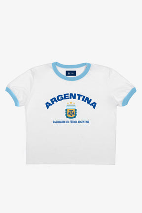 Argentinien Cropped Ringer T-Shirt - Weiß