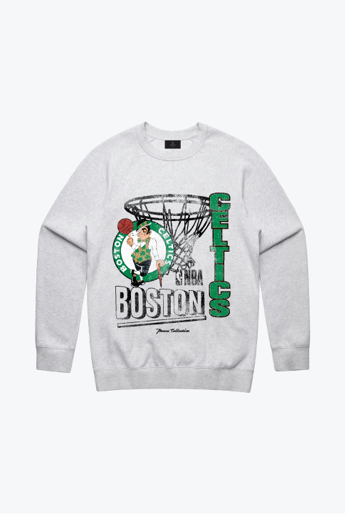 Boston Celtics Basketball Net Crewneck - Ash 