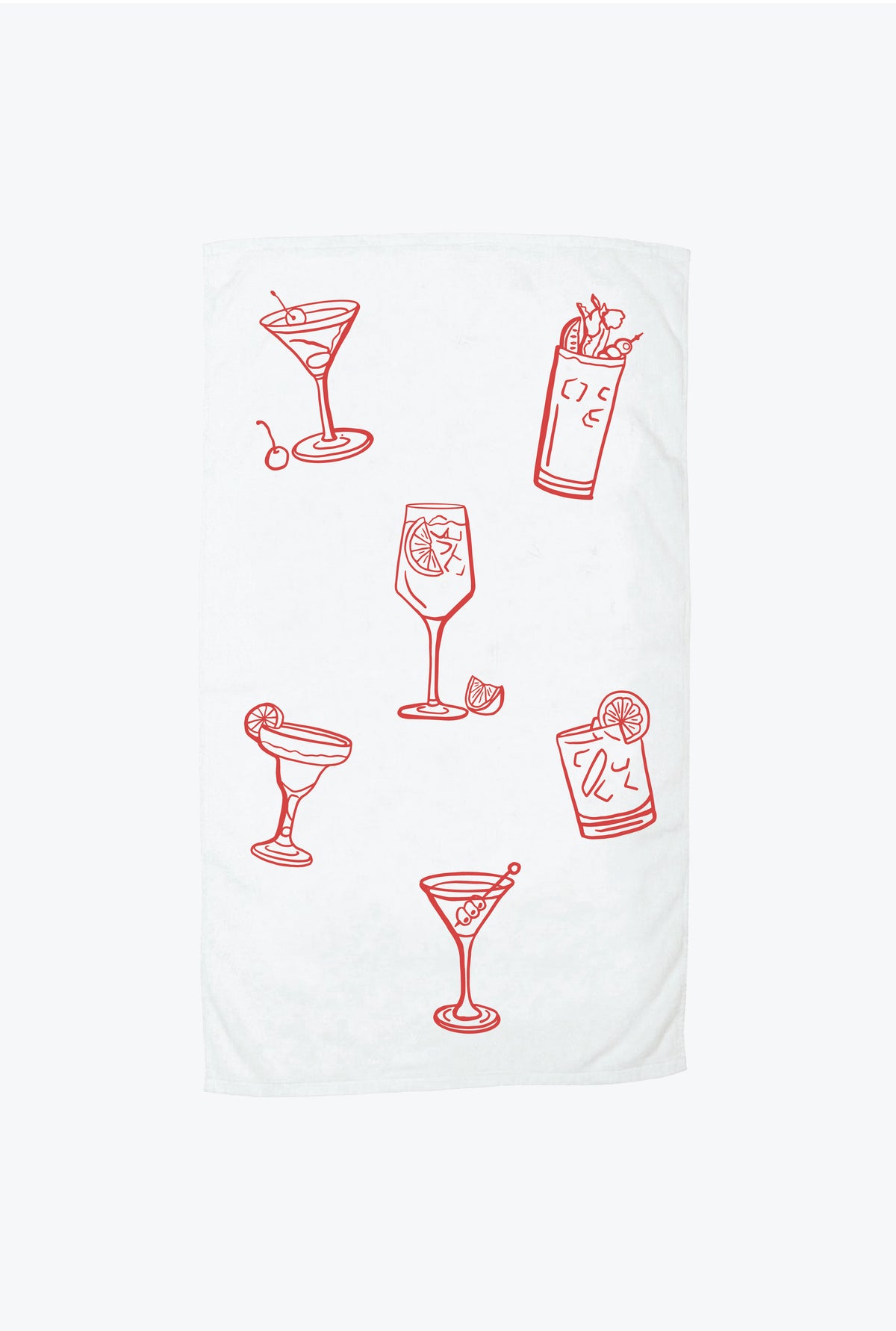 Cocktail Club Beach Towel - Tomato Red/White