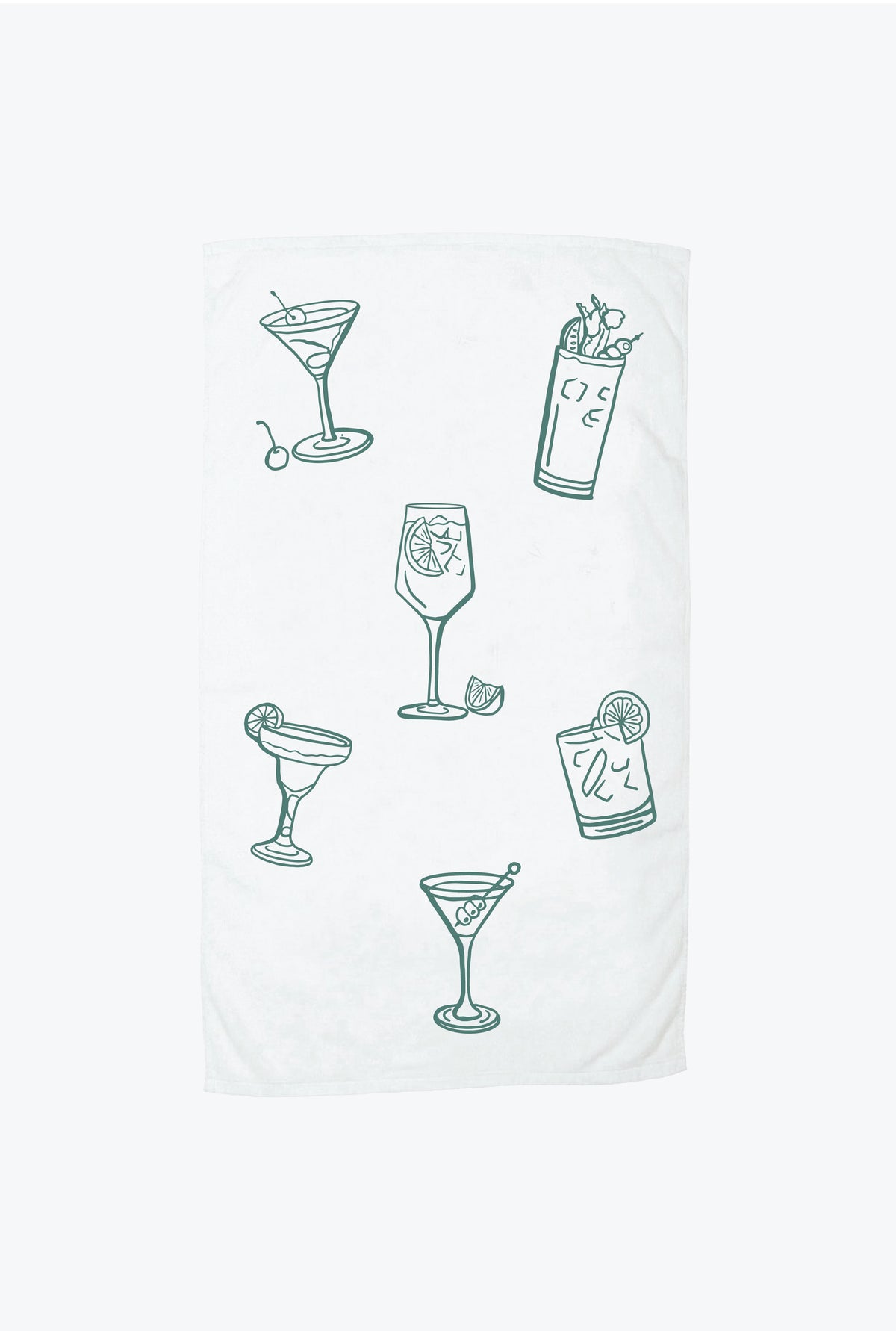 Cocktail Club Beach Towel - Forest Green/White