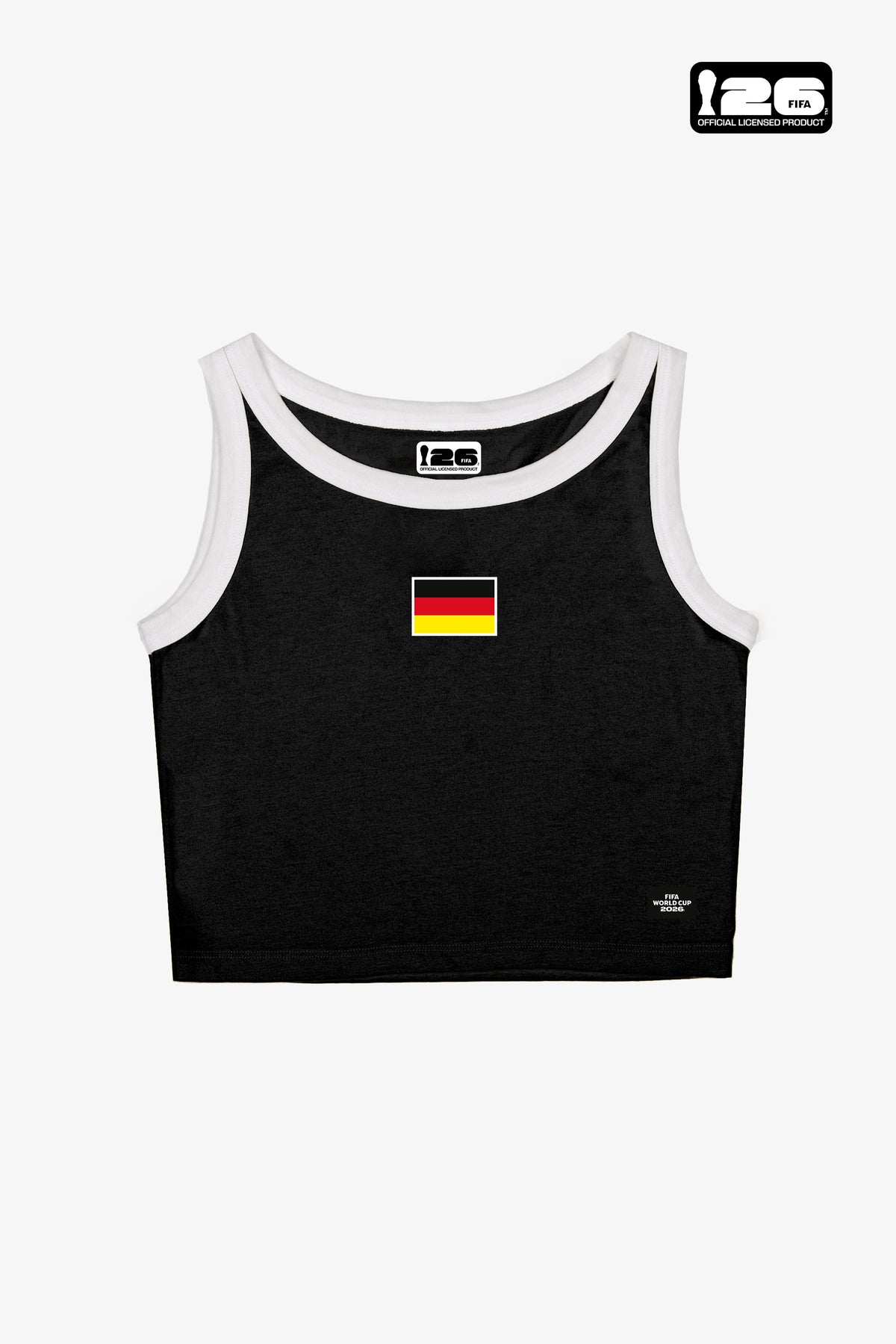 FIFA Fußball-Weltmeisterschaft 2026™ Deutschland Damen-Tanktop (kurz geschnitten) – Schwarz