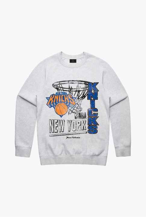 New York Knicks Basketball Net Crewneck - Ash 