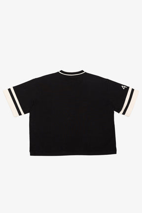 P/C x Jackie Robinson: Schweres V-Ausschnitt-T-Shirt – Schwarz