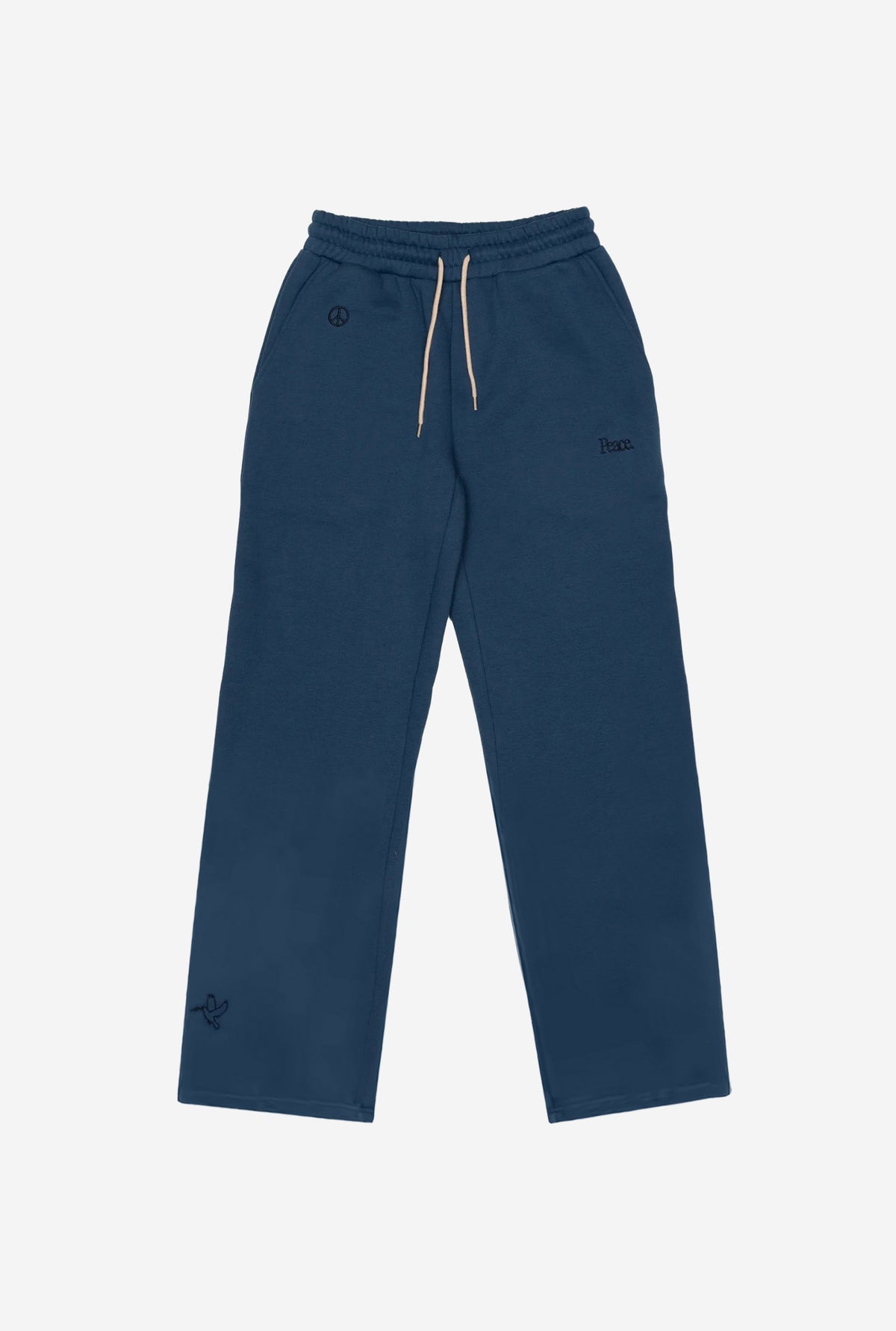 Peace Open Hem Pigment Dye Sweatpants - Navy
