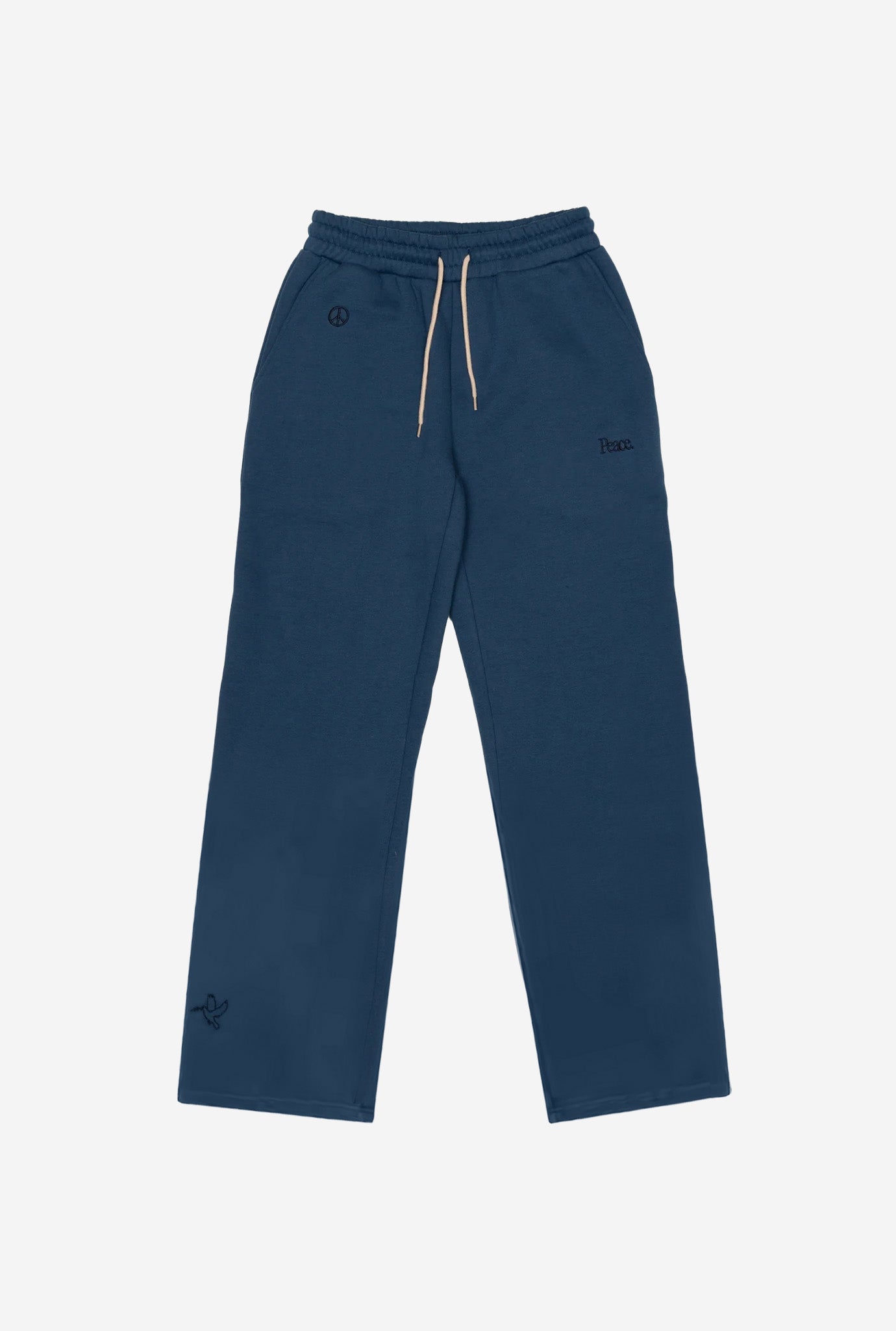 Peace Open Hem Pigment Dye Sweatpants - Navy