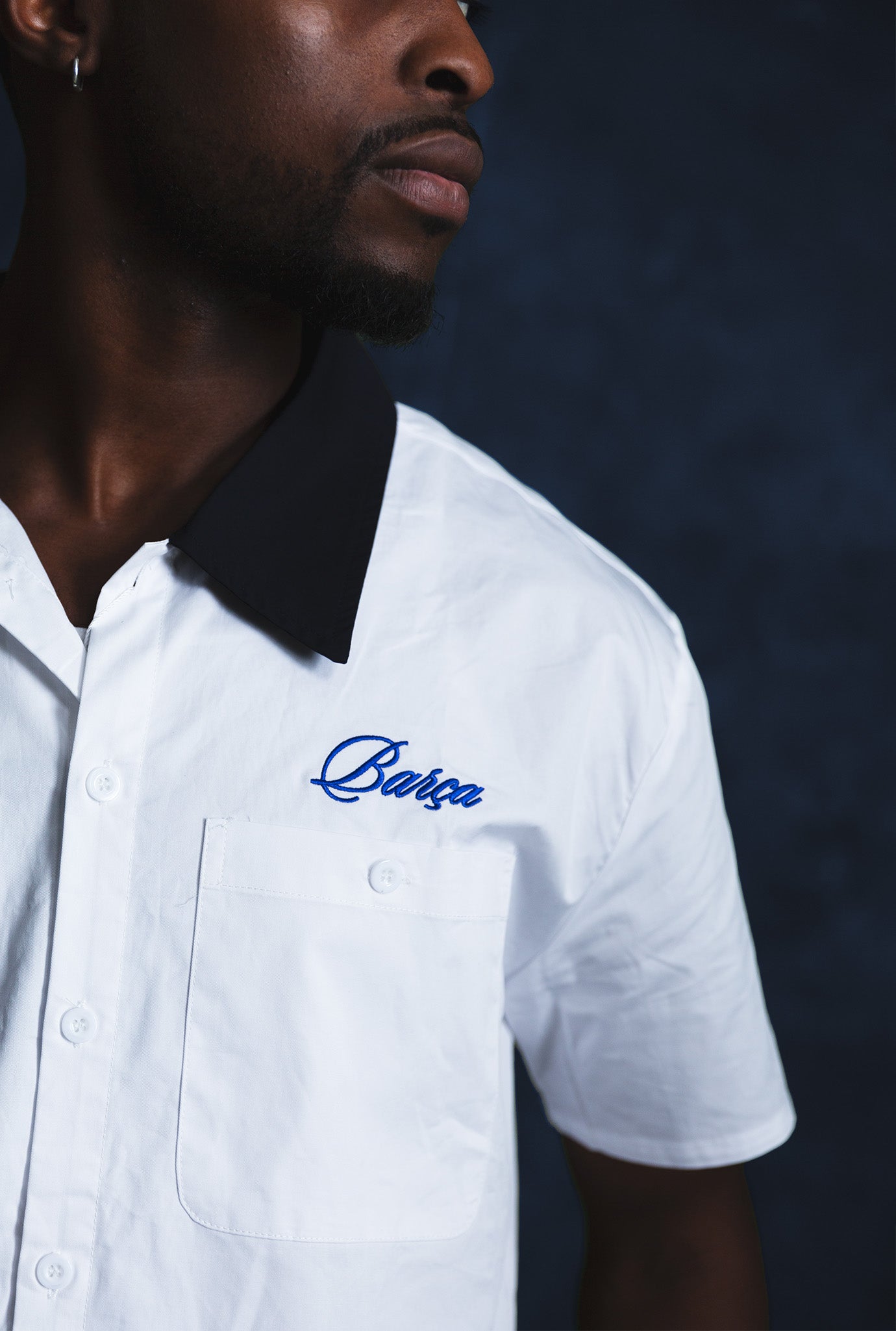 FC Barcelona Short Sleeve Button-Up - White