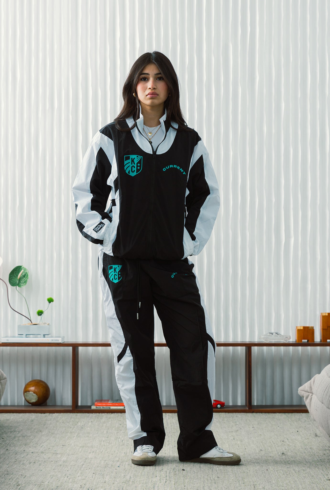Kansas City Current Colour Block Track Pants - Off Black / White