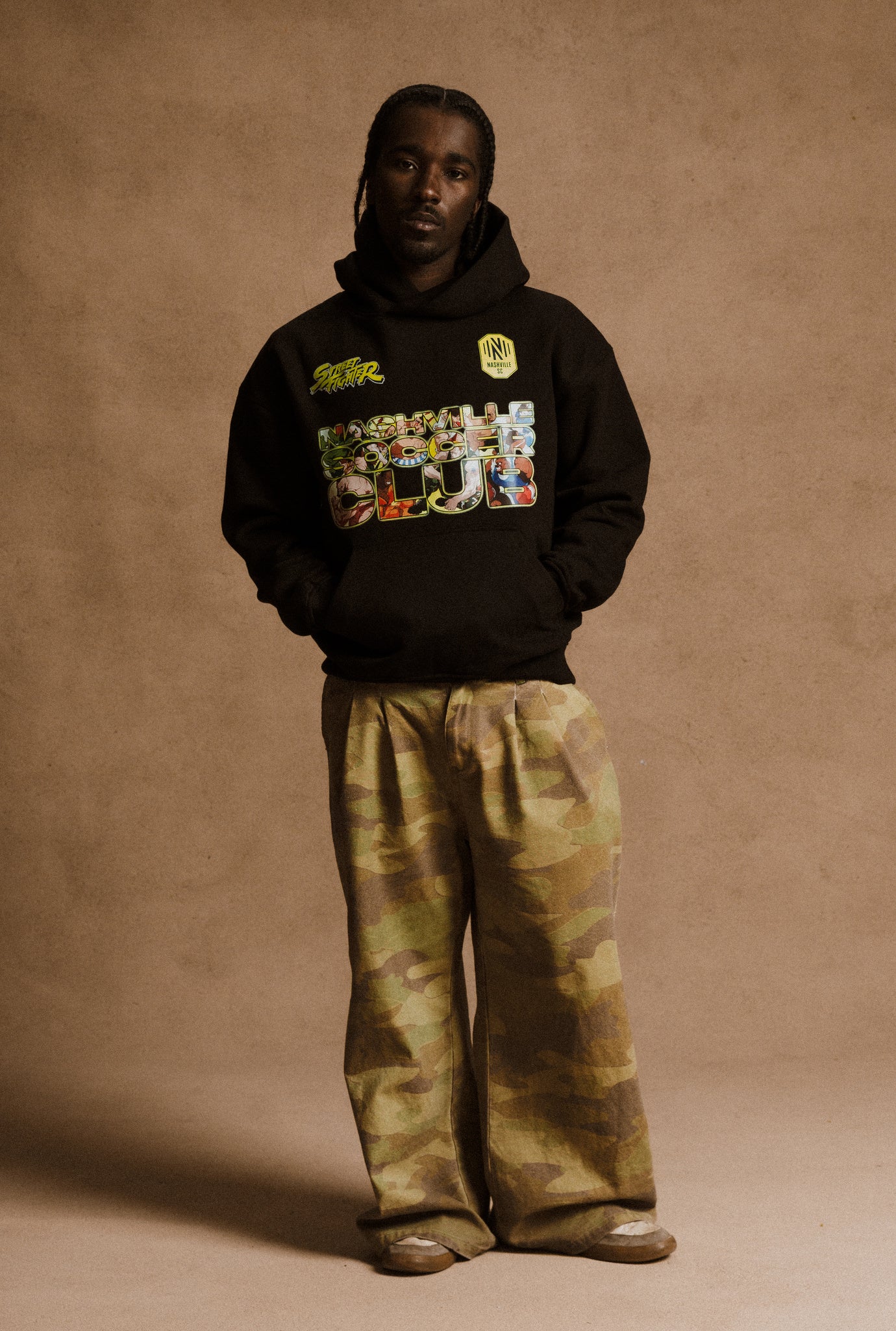 Nashville SC x Street Fighter Character Heavyweight Hoodie - Black