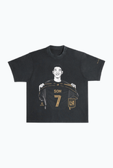 Son Heung-min Vintage Heavyweight Garment Dyed T-Shirt - Black