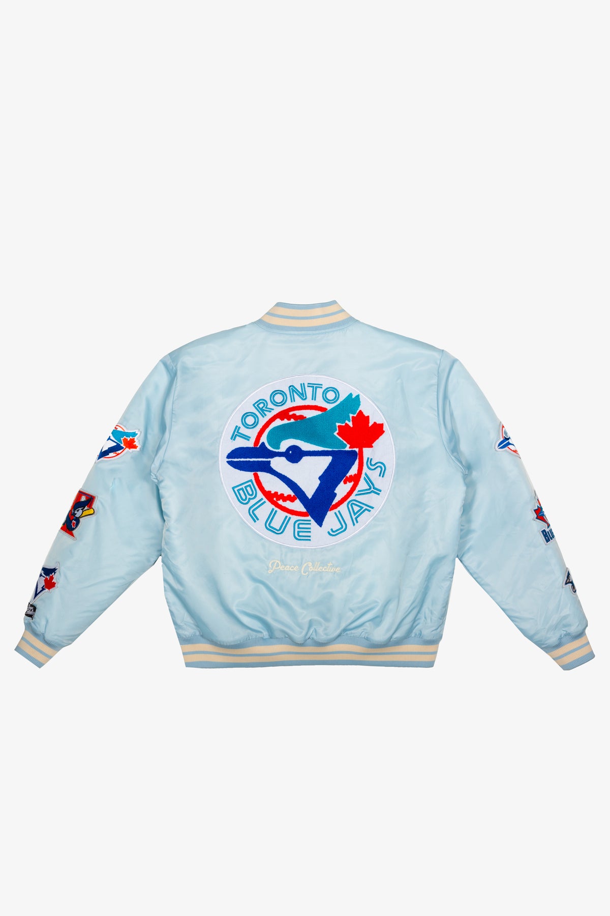 Toronto Blue Jays Ribbed Nylon Varsity Jacket - Baby Blue