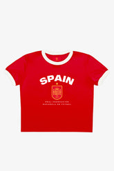 Spain Cropped Ringer T-Shirt - Red