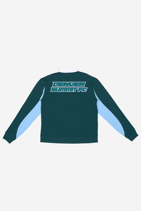 Denver Summit FC Rugby Long Sleeve Polo - Evergreen / Blue