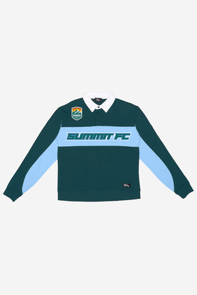 Denver Summit FC Rugby Long Sleeve Polo - Evergreen / Blue