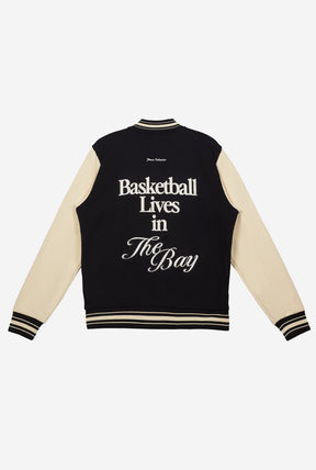 Basketball Lives in the Bay Letterman Jacket - Black/Cream