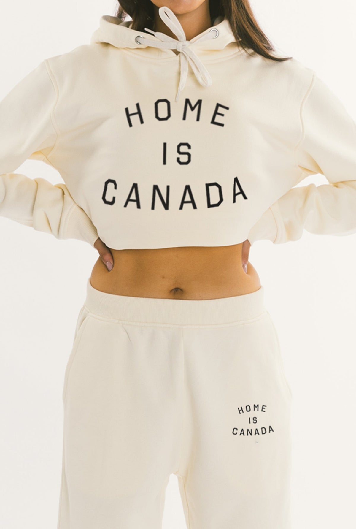 Home is Canada Cropped Hoodie - Ivory