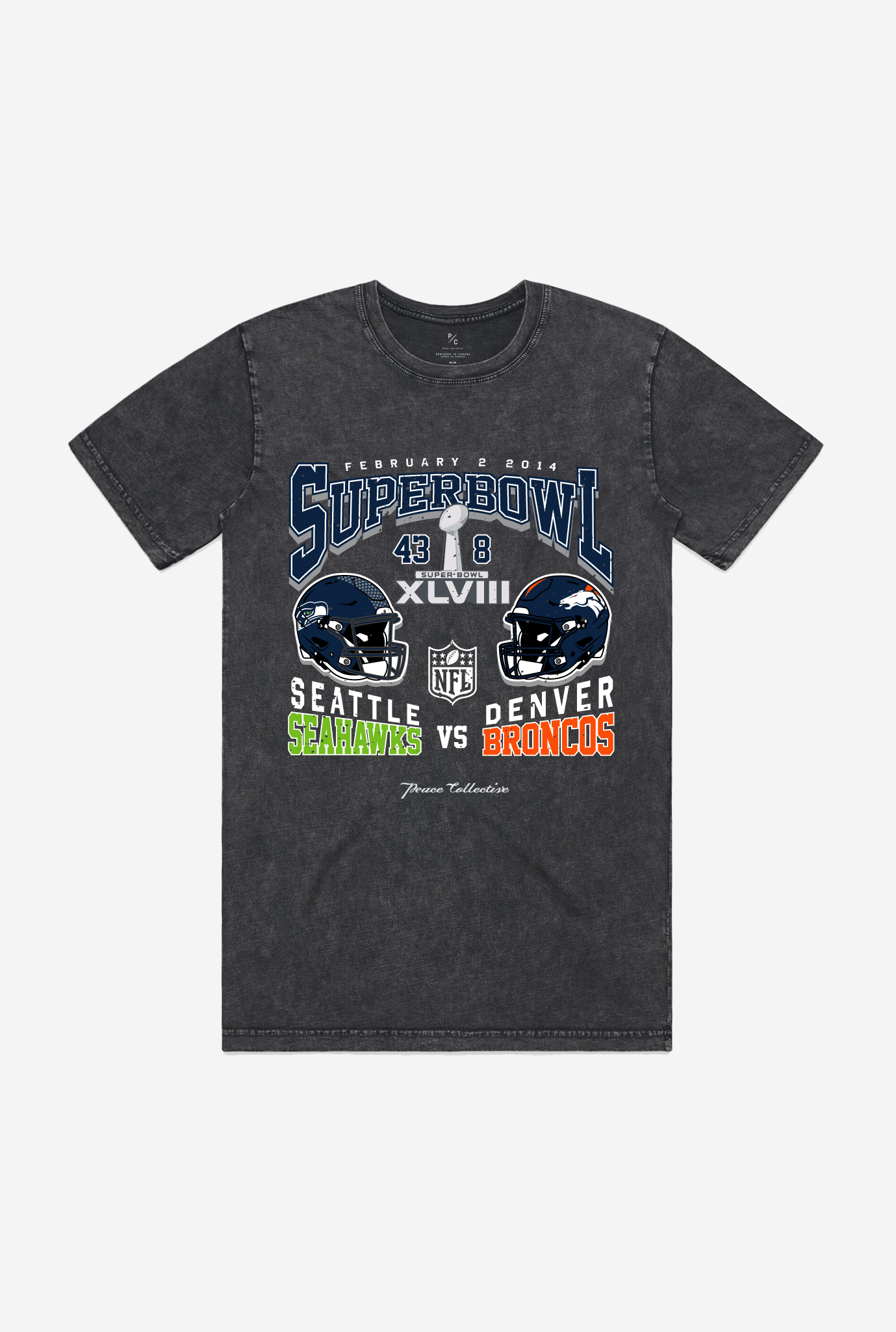 Super Bowl XLVIII: Seattle Seahawks vs Denver Broncos Stonewashed T-Shirt - Black