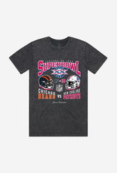Super Bowl XX: Chicago Bears vs New England Patriots Stonewashed T-Shirt - Black