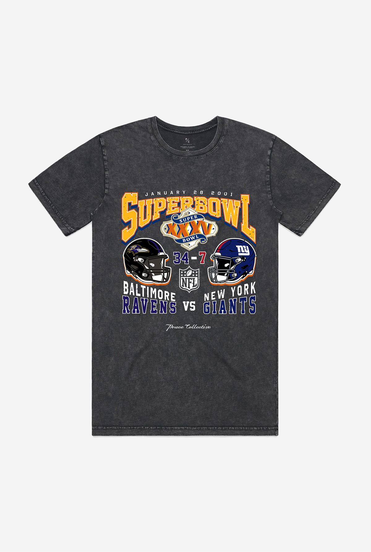 Super Bowl XXXV: Baltimore Ravens vs New York Giants Stonewashed T-Shirt - Black