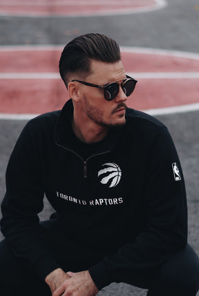 Toronto Raptors Quarter Zip Sweater - Black