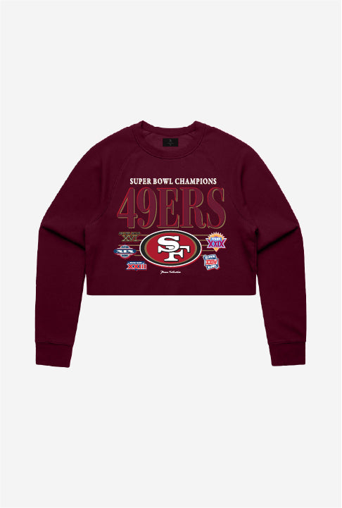 San Francisco 49ers Throwback Cropped Crewneck - Maroon