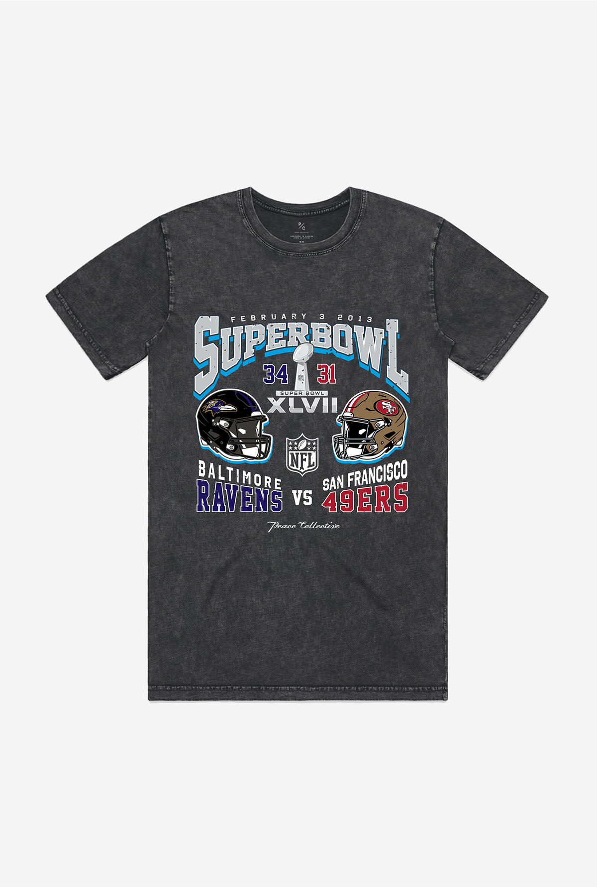 Super Bowl XLVII: Baltimore Ravens vs San Francisco 49ers Stonewashed T-Shirt - Black