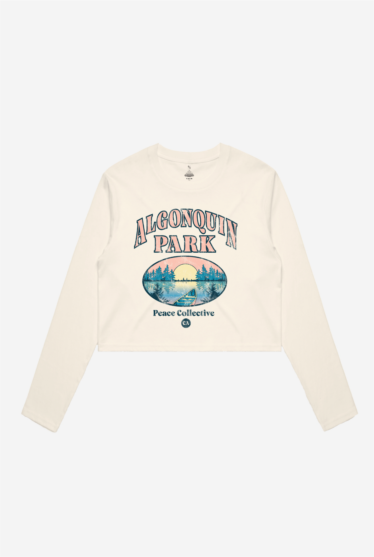 Algonquin Post Card Cropped Long Sleeve Shirt - Ivory