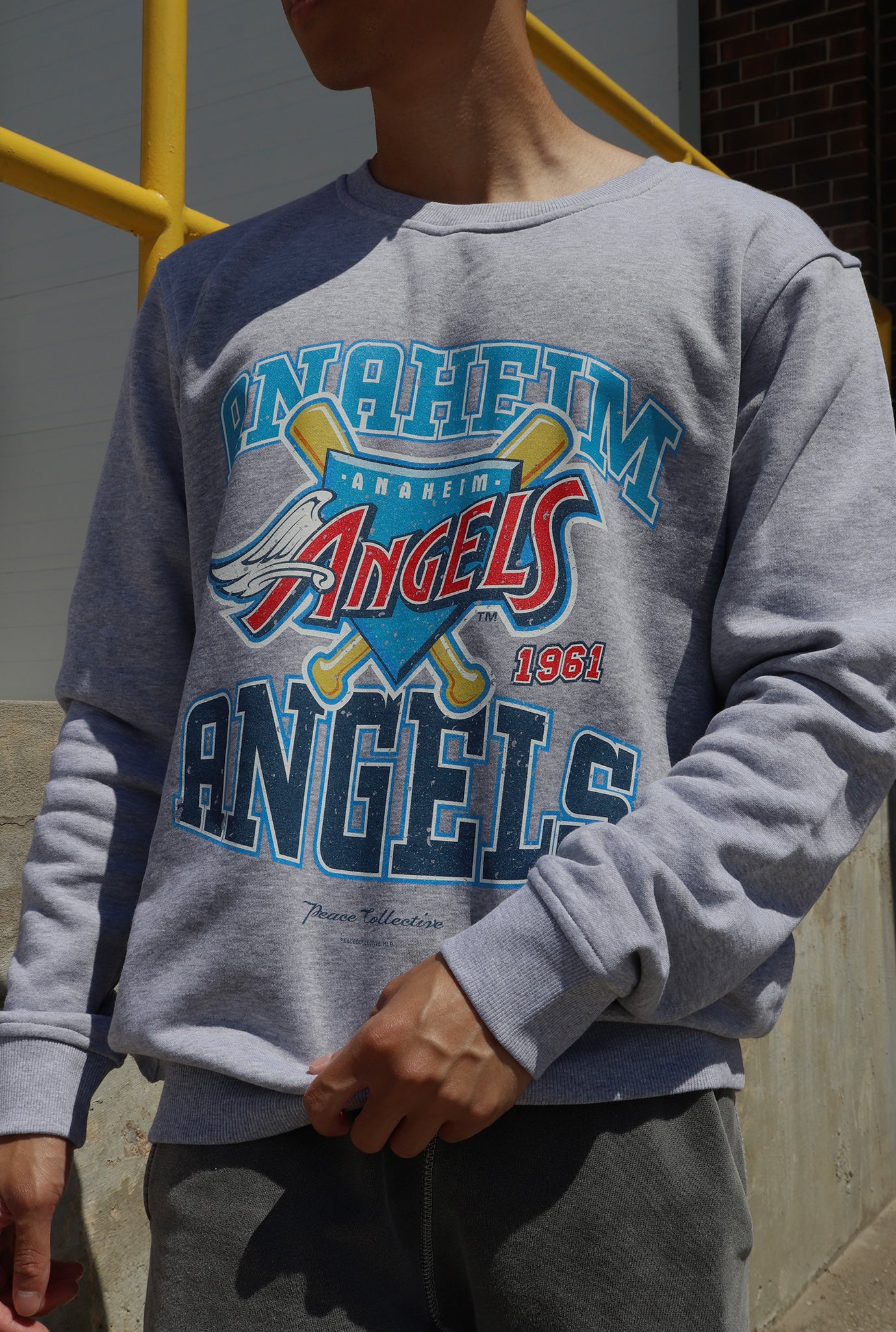 Anaheim Angels Vintage Washed Crewneck - Grey