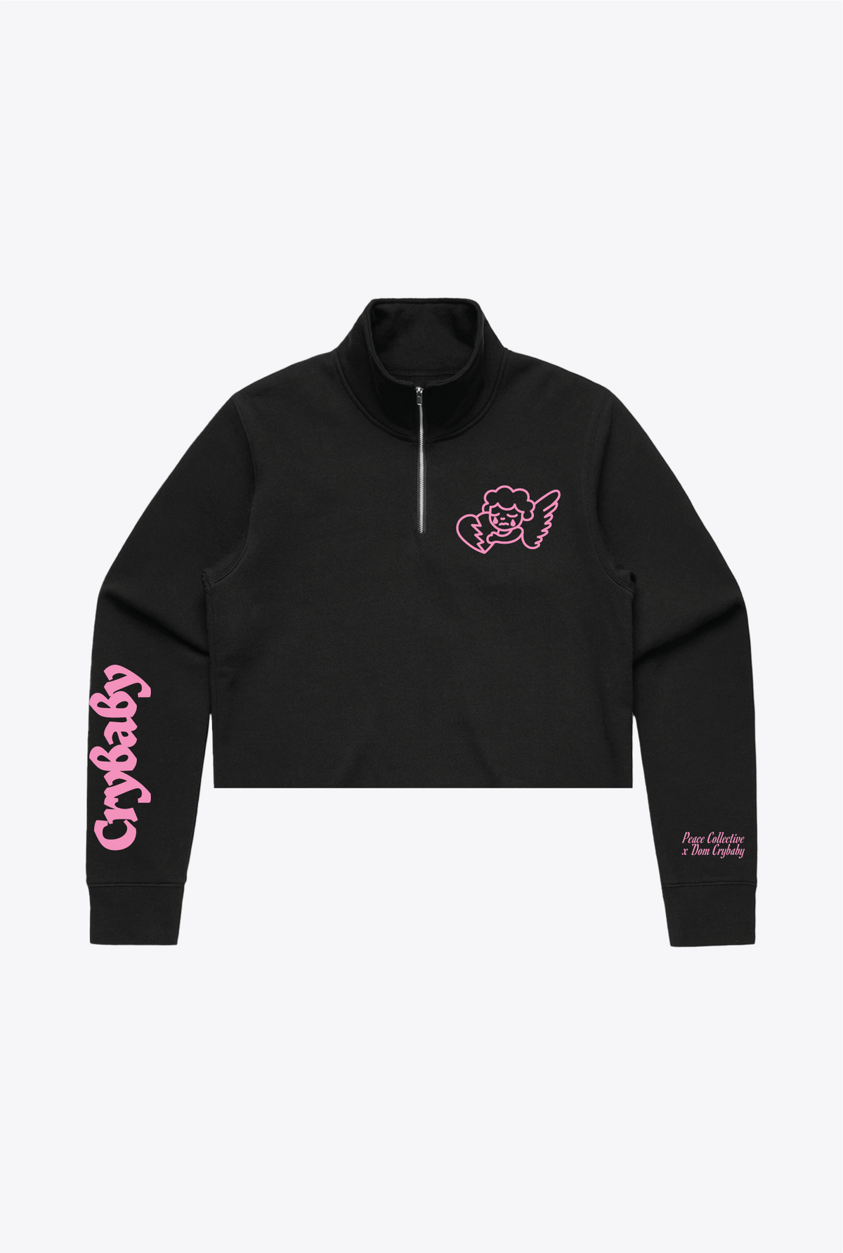 Crybaby Cropped Quarter Zip - Black