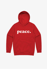 Peace Embroidered Hoodie - Red