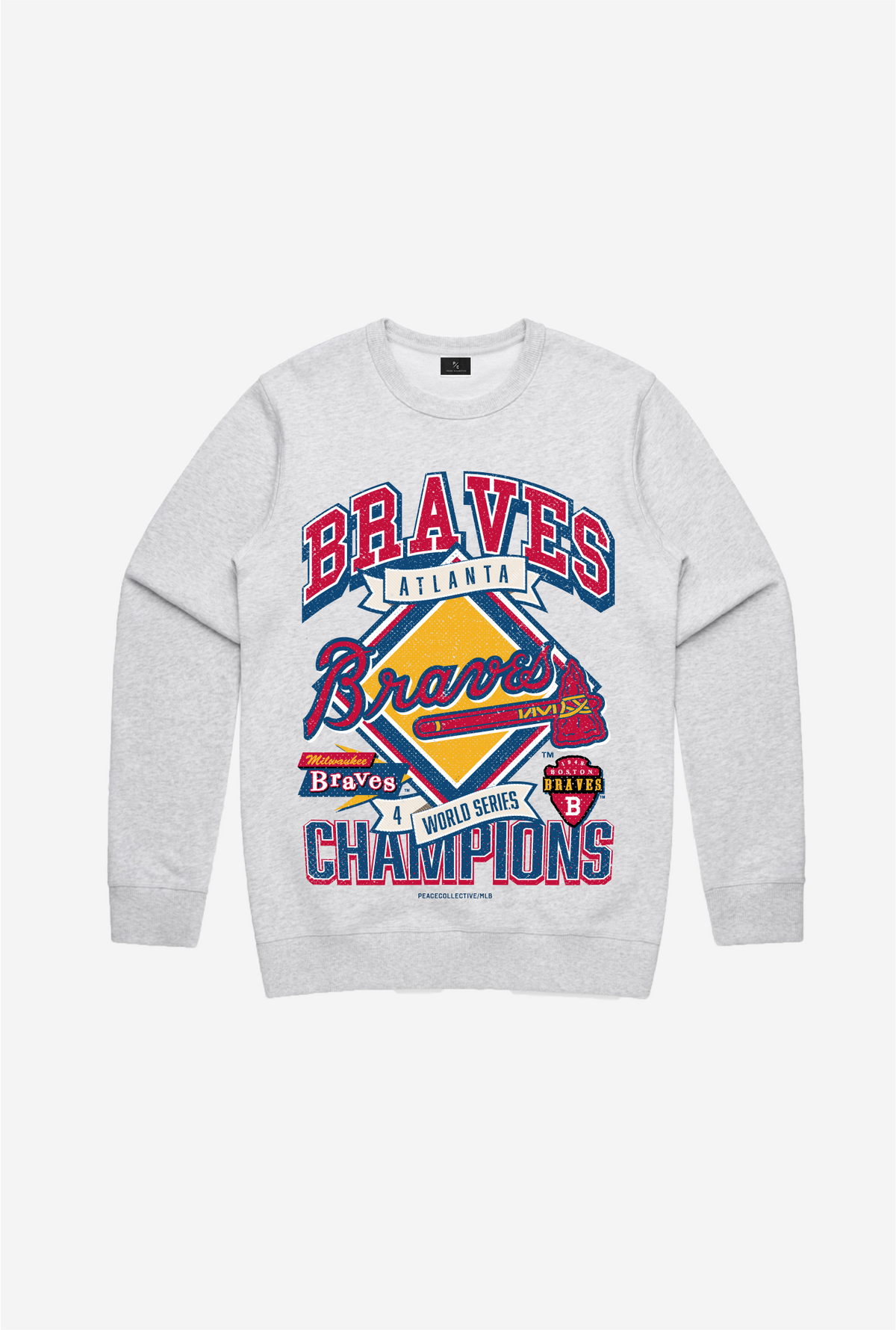 Atlanta Braves Vintage Cooperstown Collection Crewneck - Ash