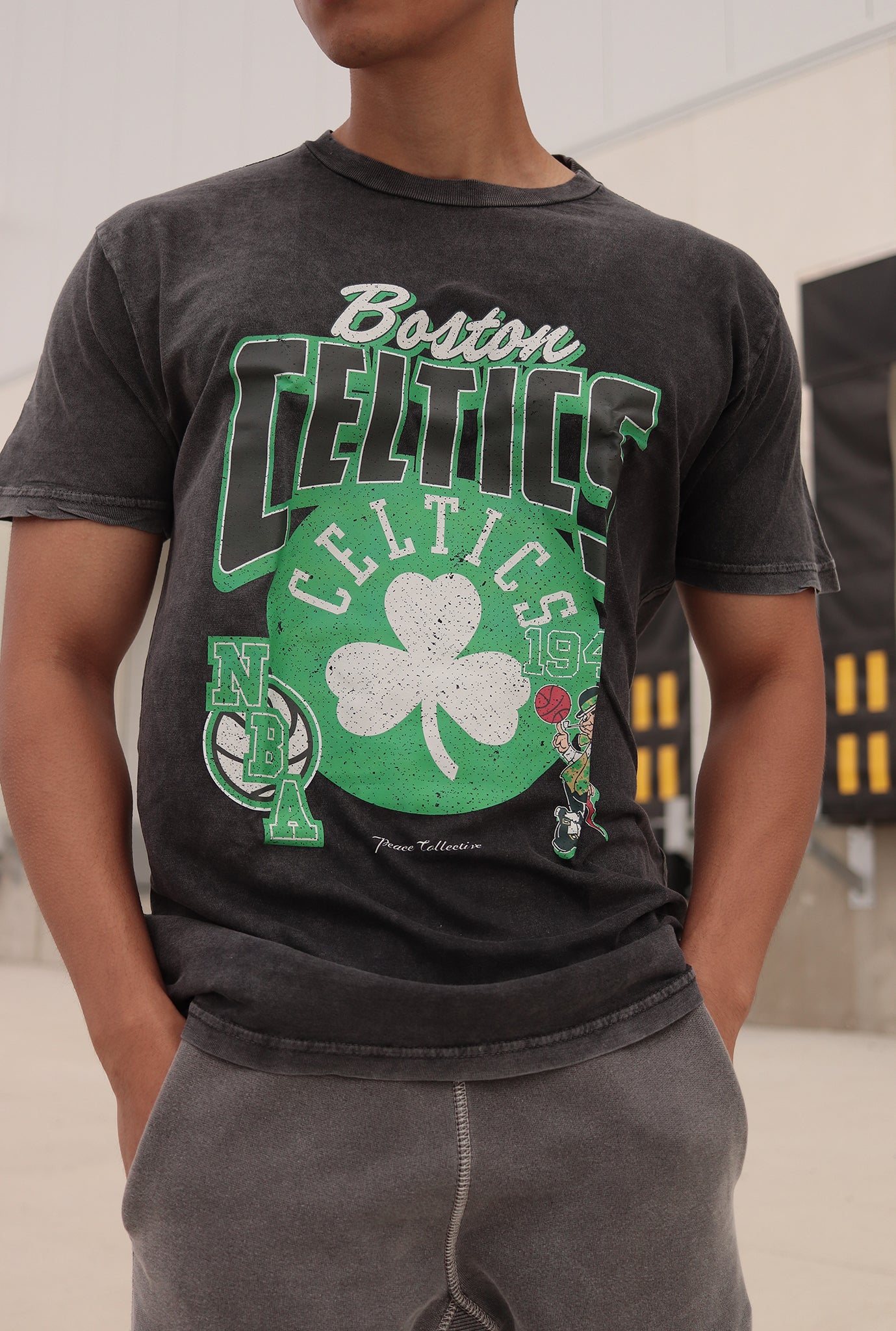 Boston Celtics Stonewash T-Shirt - Black