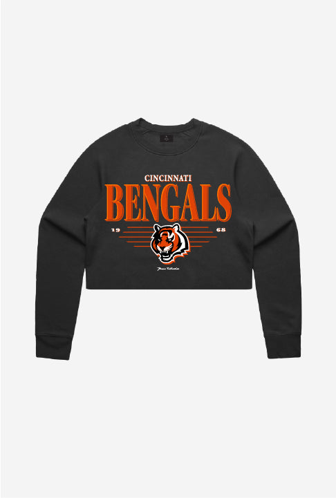 Cincinnati Bengals Throwback Cropped Crewneck - Black
