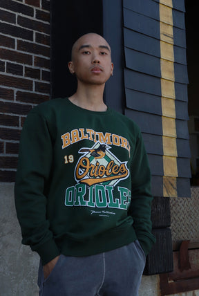 Baltimore Orioles Vintage Washed Crewneck - Forest Green