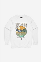 Banff Vintage Post Card Crewneck - White