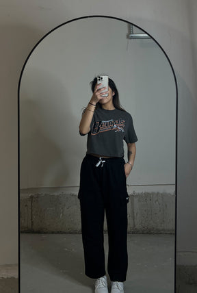 Cincinnati Bengals Garment Dyed Cropped T-Shirt - Black