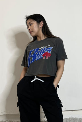 Buffalo Bills Garment Dyed Cropped T-Shirt - Black