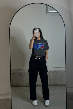 Buffalo Bills Garment Dyed Cropped T-Shirt - Black