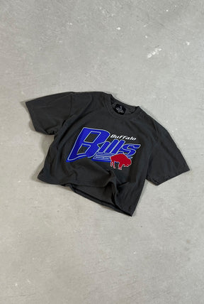 Buffalo Bills Garment Dyed Cropped T-Shirt - Black