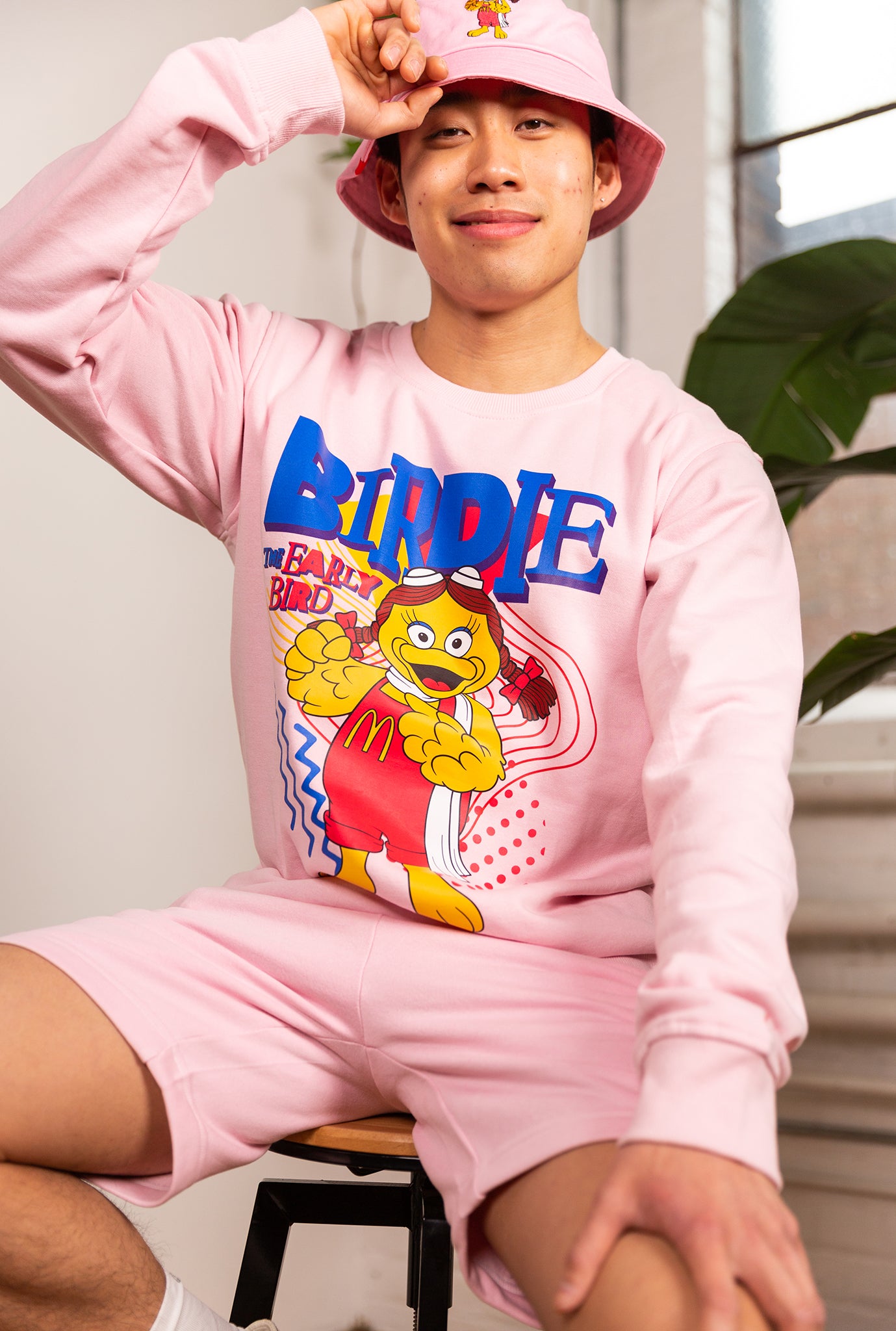 Vintage Birdie the Early Bird Fleece Shorts - Pink