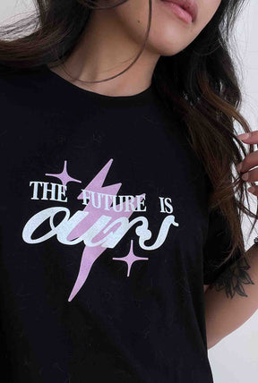 The Future is Ours Cropped T-Shirt - Black
