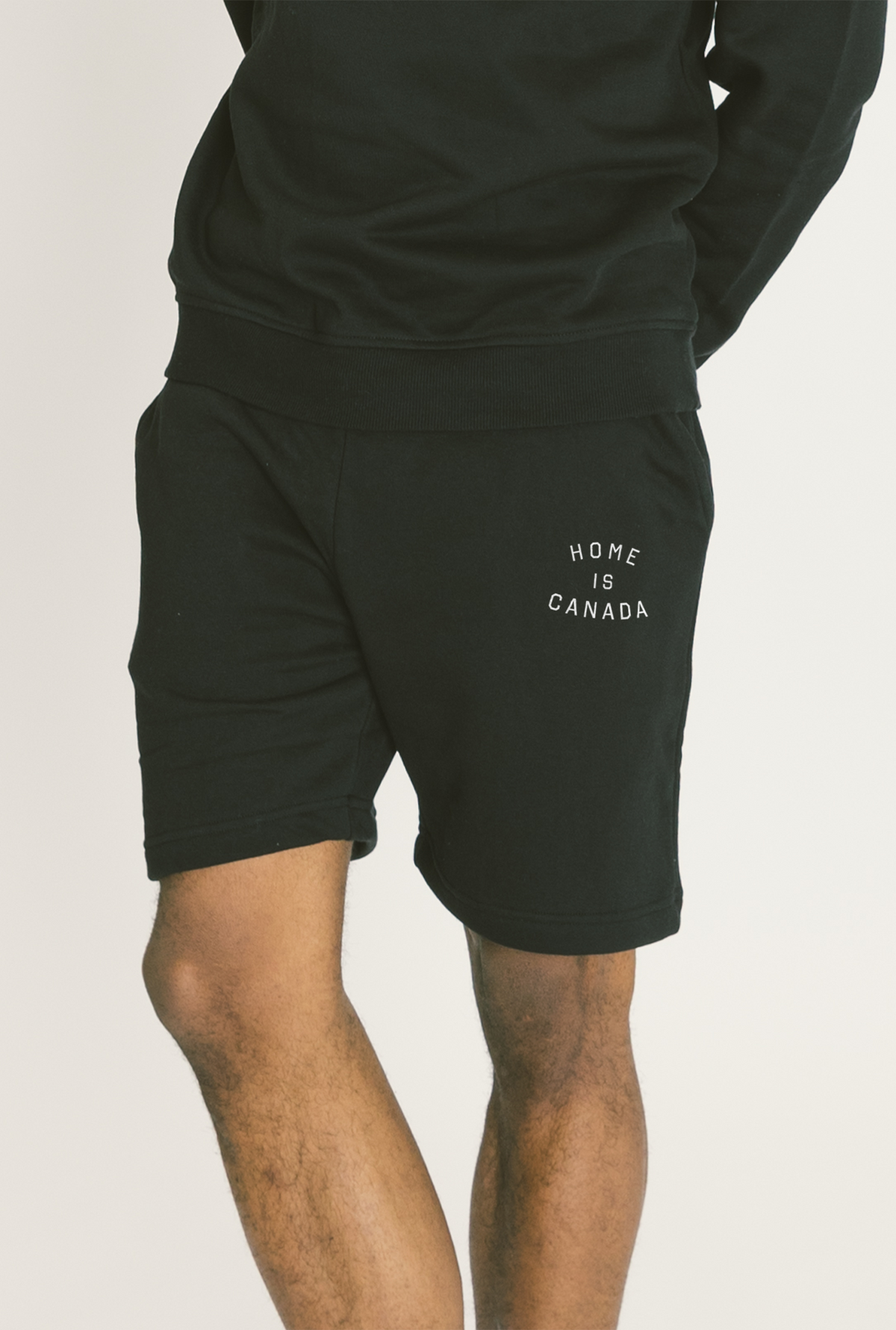 Home is Canada Crescent Fleece Shorts - Black