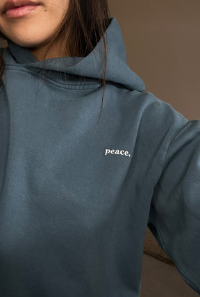 Peace Heavyweight Hoodie - Pebble Blue