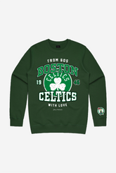 Boston Celtics Washed Crewneck - Forest Green